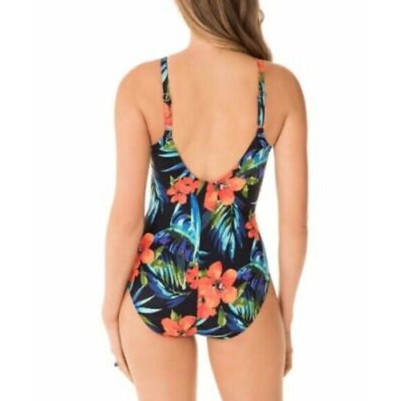 Miraclesuit Tropical Sunset Hidden Treasure 1pc T-Control Swimsuit SZ8:Pre-Owned - Picture 2 of 8